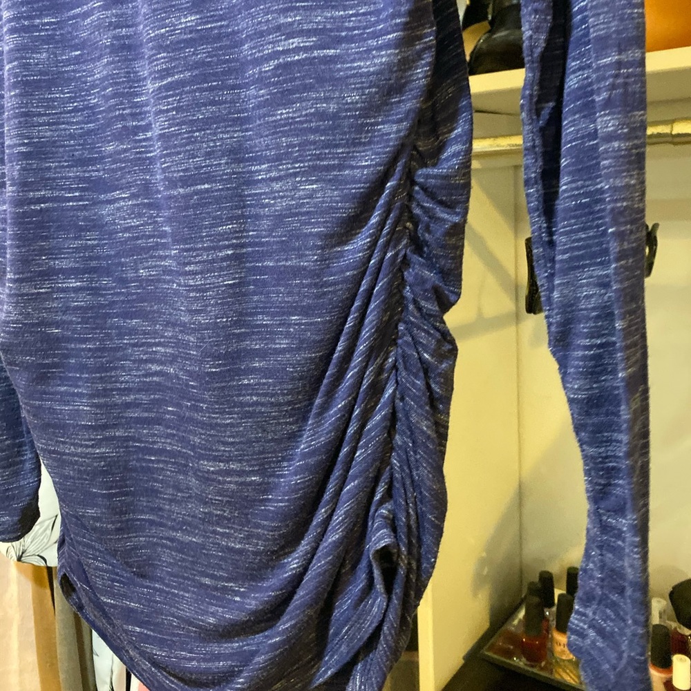 Blue Ruched Maternity Top - Picture 5 of 5